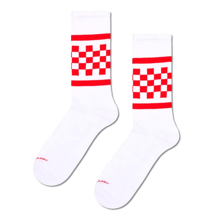 Checked Stripe Sneaker Sock White - Calzini Bianchi P004733 WHT HAPPY SOCKS 