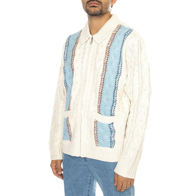 Ezra Zip Up Vardigan Unbleached Multi - Cardigan Uomo Multicolore 151010037-UBL  OBEY 