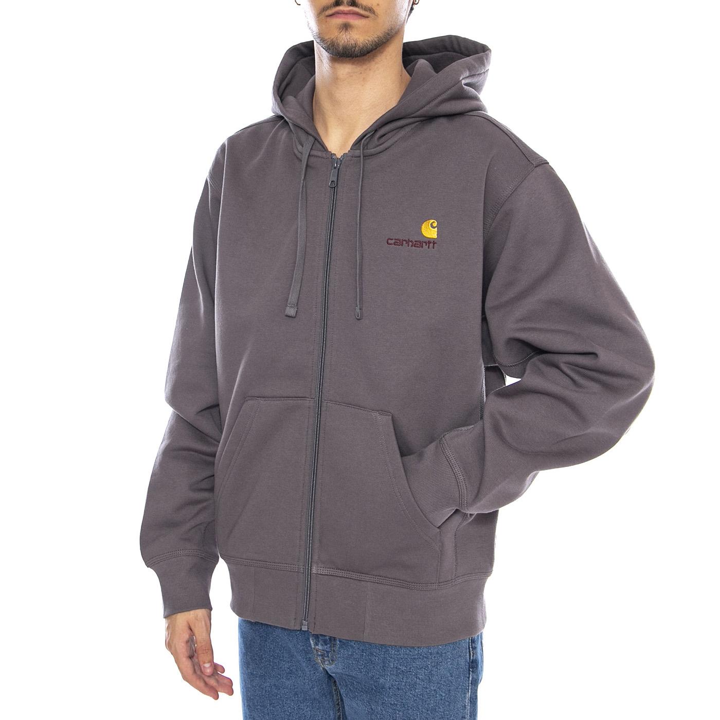 Hooded American Script Jacket Porphyry - Felpa con Cappuccio Uomo Grigia I033063.33CXX  CARHARTT WIP 