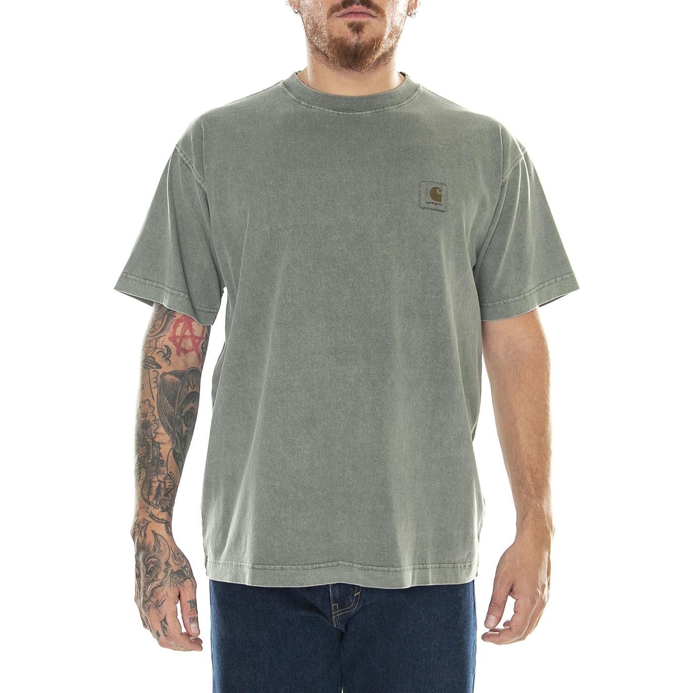 S/S Vista T-Shirt Smoke Green / Garment Dyed - Maglietta Girocollo Uomo Verde I030780.1NDGD  CARHARTT WIP 