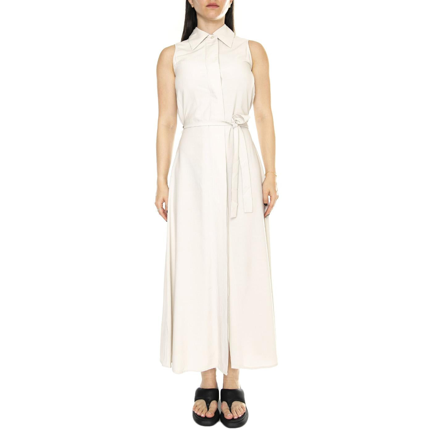 Vestido Largo Camisero Blanco - Abito Donna Bianco 41W/11228 . WILD PONY 