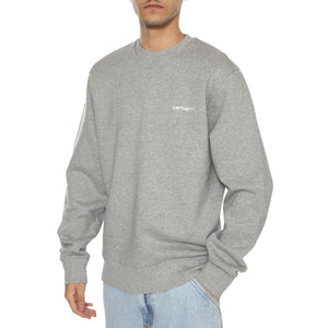 Script Embroidery Sweat Grey Heather / White - Felpa Uomo Grigia I034496.00DXX . CARHARTT WIP 