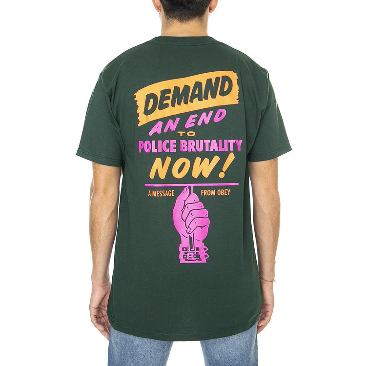 Obey End Police Brutality Classic Tee Forest Green - Maglietta Girocollo Uomo Verde 165263408-FOR  OBEY 
