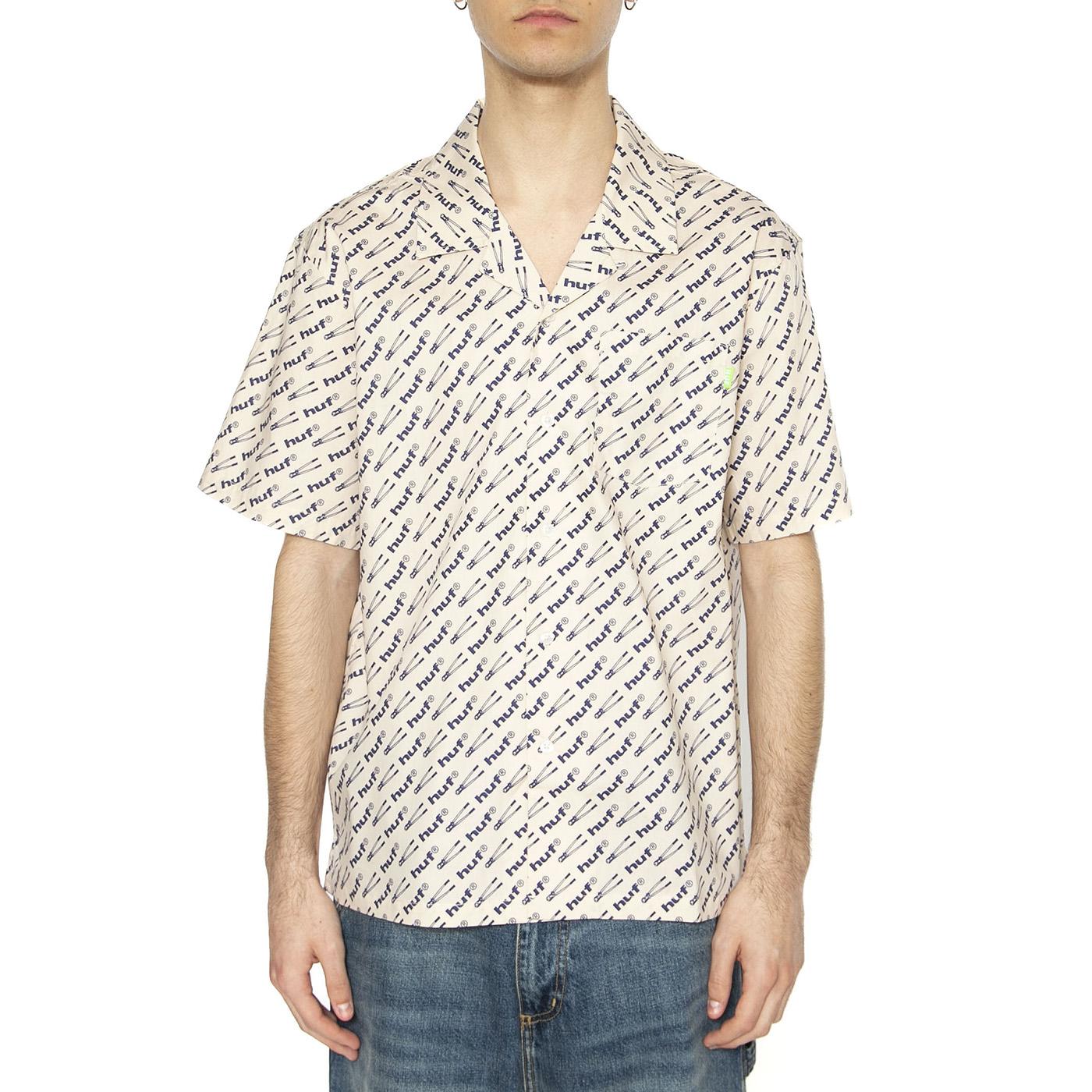 Breaker S/S Woven Top - Camicia Maniche Corte Uomo Multicolore BU00158-NATUR  HUF 