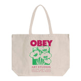 Obey Art Studio Tragetasche mit Blumenmuster, Natur - Weiß, Einkaufstasche, Tragetasche, OBEY ACCESSOIRES