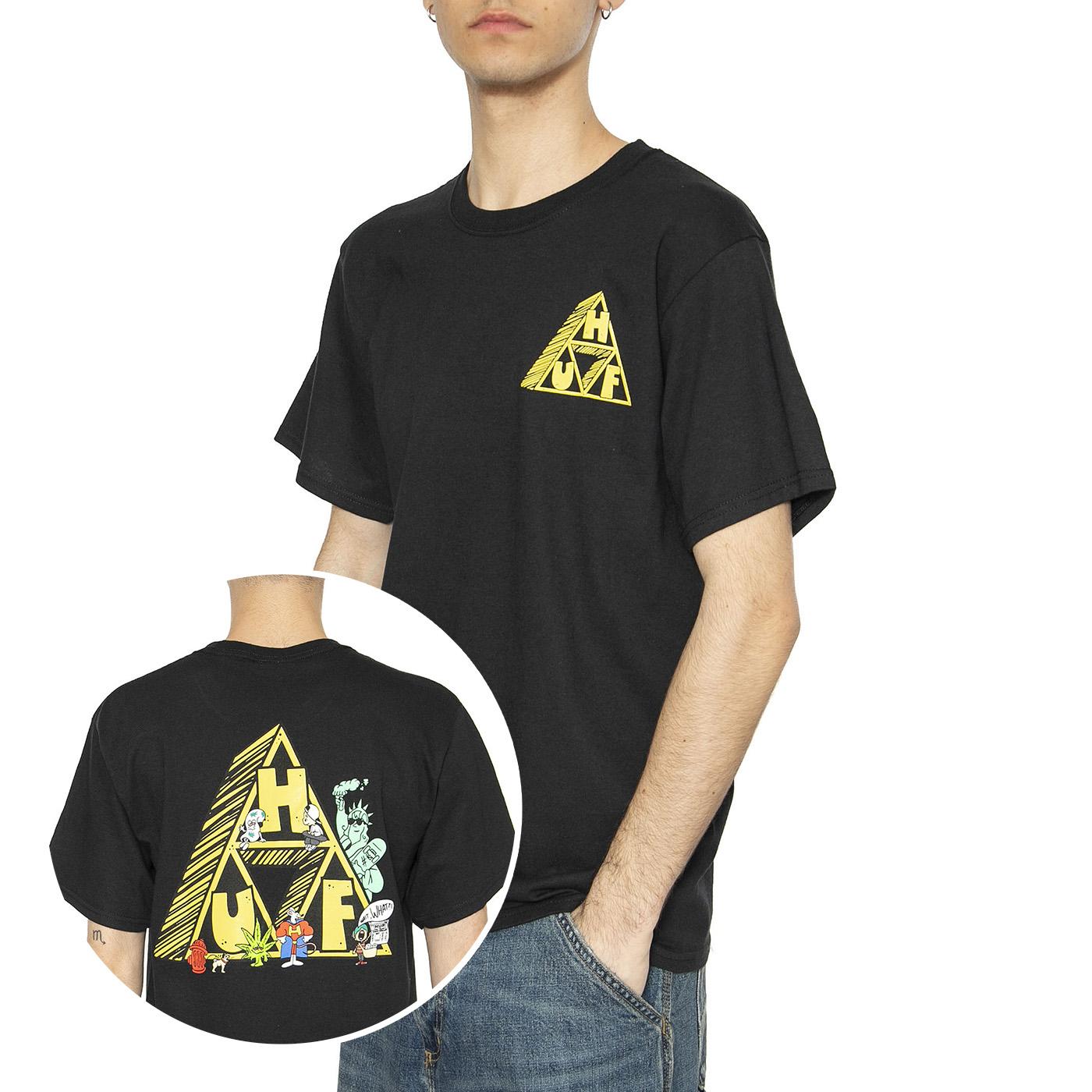 Saturday Morning TT S/S Tee Black - Maglietta Girocollo Uomo Nera TS01756-BLACK  HUF 