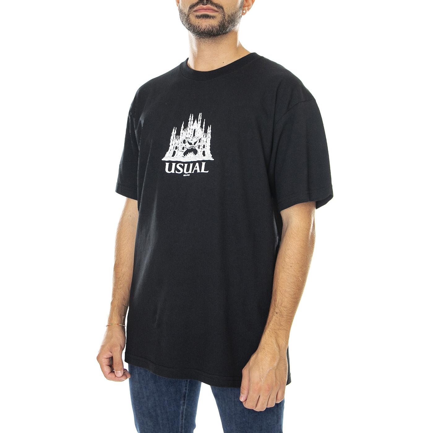 Dome T-Shirt Black - Maglietta Girocollo Uomo Nera W22T-DOME-BLK  USUAL 