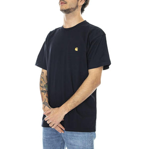 S/S Chase T-Shirt Dark Navy / Gold - Maglietta Girocollo Uomo Blu Scuro I026391-00HXX . CARHARTT WIP 