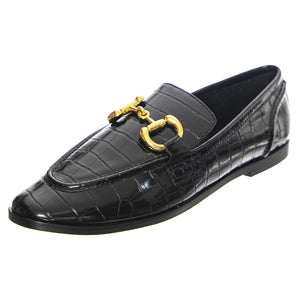 W' Velviteen Black Croco - Mocassini Donna Neri JCSJCD-131-1-17-BLA  JEFFREY CAMPBELL 