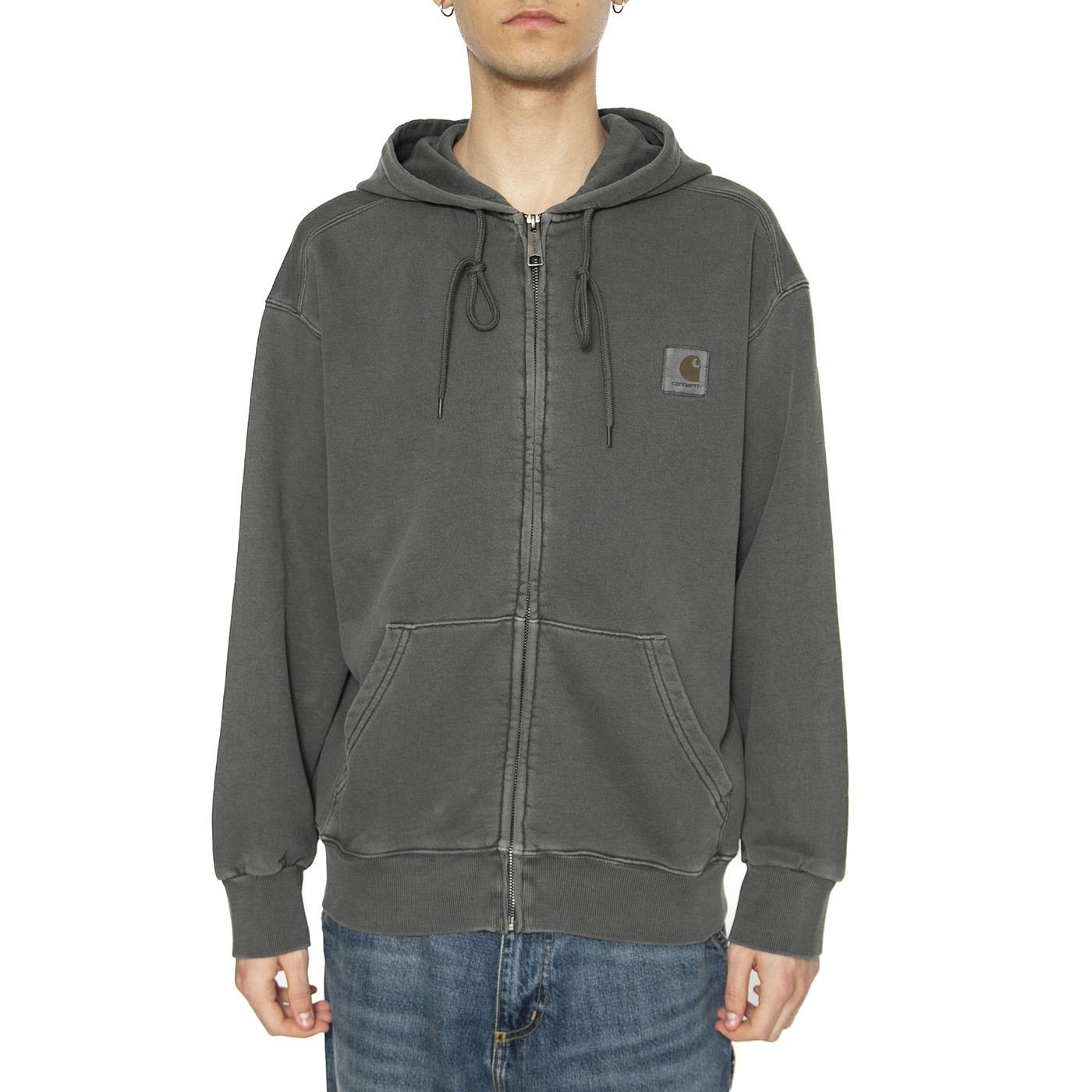 Hooded Nelson Jacket Graphite - Felpa con Cappuccio e Zip Uomo Grigia I033064.87GD  CARHARTT WIP 