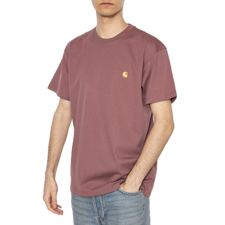 S/S Chase T-Shirt Dusky Pink / Gold - Maglietta Girocollo Uomo Viola I026391.2Q7XX  CARHARTT WIP 