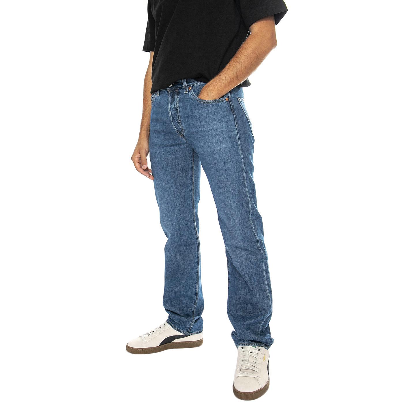 501 Levi's Original Honeybee Dark Indigo Worn In - Pantaloni Denim Jeans Uomo Blu 00501-3523 . LEVIS 