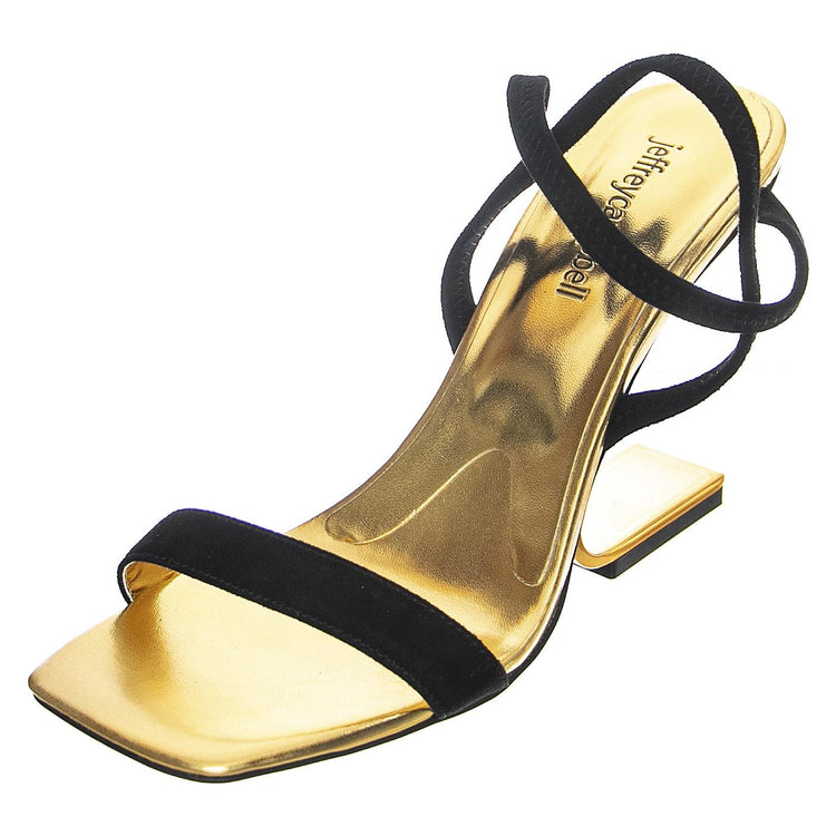 Geometric Black Suede Gold Kid Suede - Sandali Donna Oro JCSR526L-01A-BLA  JEFFREY CAMPBELL 