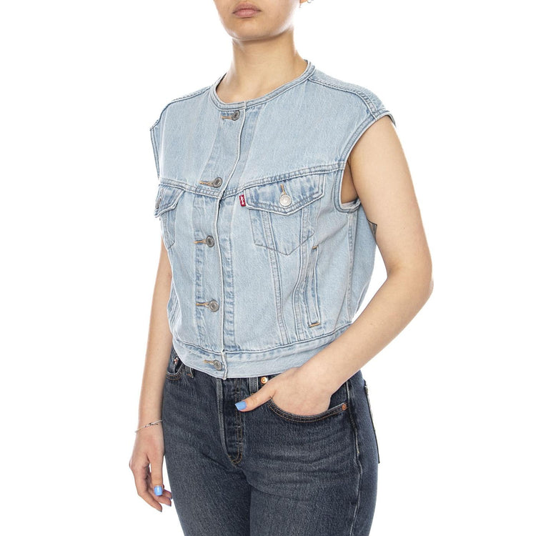 GILET TRUCKER LIGHTWEIGHT SHRUNKEN - Gilet Denim Jeans Donna Blu 005NP0001  LEVIS 