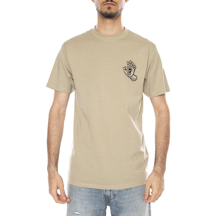 TAMPED SCREAMING HAND T-SHIRT STONE GREY - Maglietta Girocollo Uomo Beige SCA-TEE-13437 SGY SANTA CRUZ 