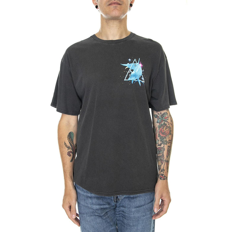 Space Dolphins Washed S/S Tee Black - Maglietta Girocollo Uomo Grigia TS01849-BLACK  HUF 