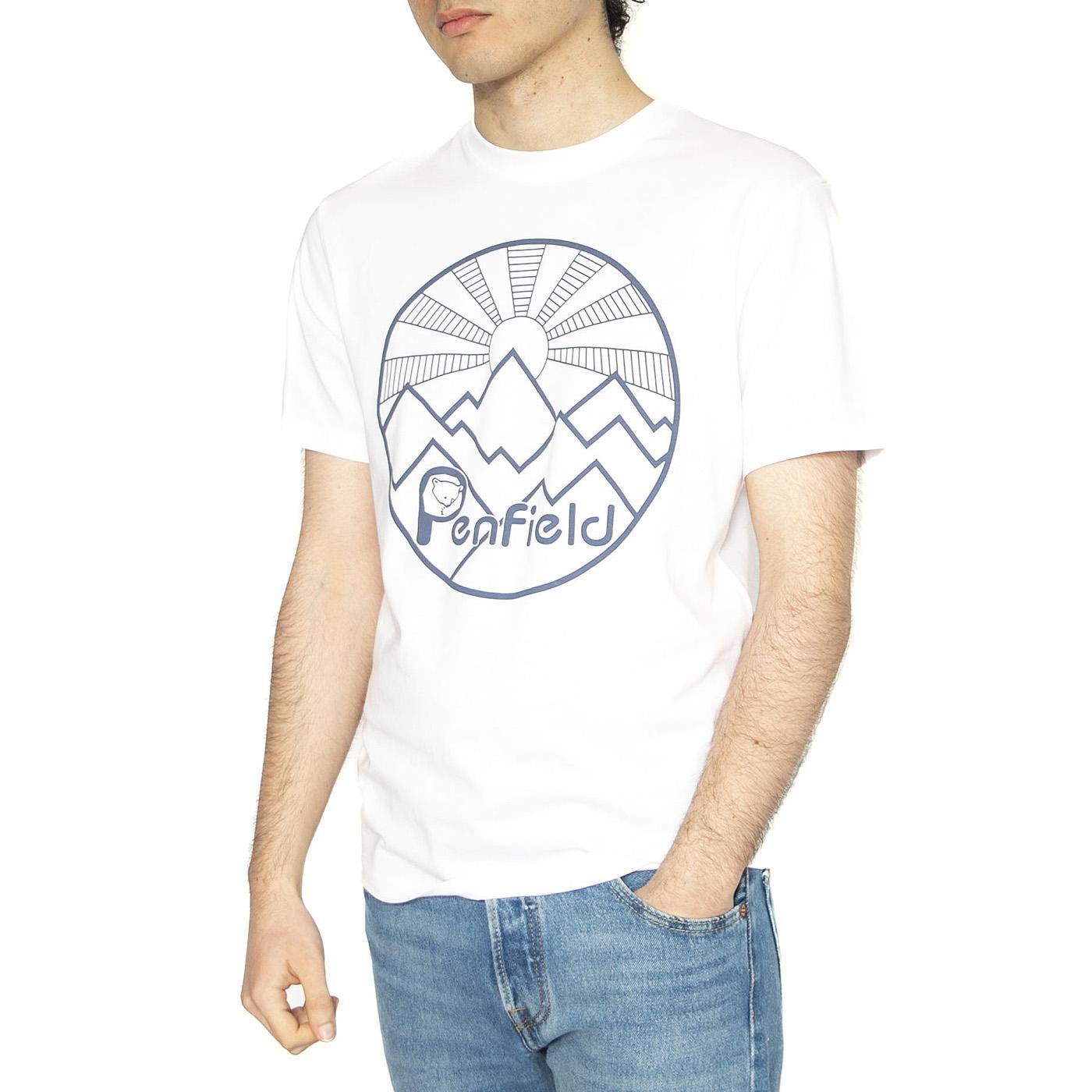 Penfild Circular Sun Mountain Bright White - Maglietta Girocollo Uomo Bianca PFD0164-002  PENFIELD 