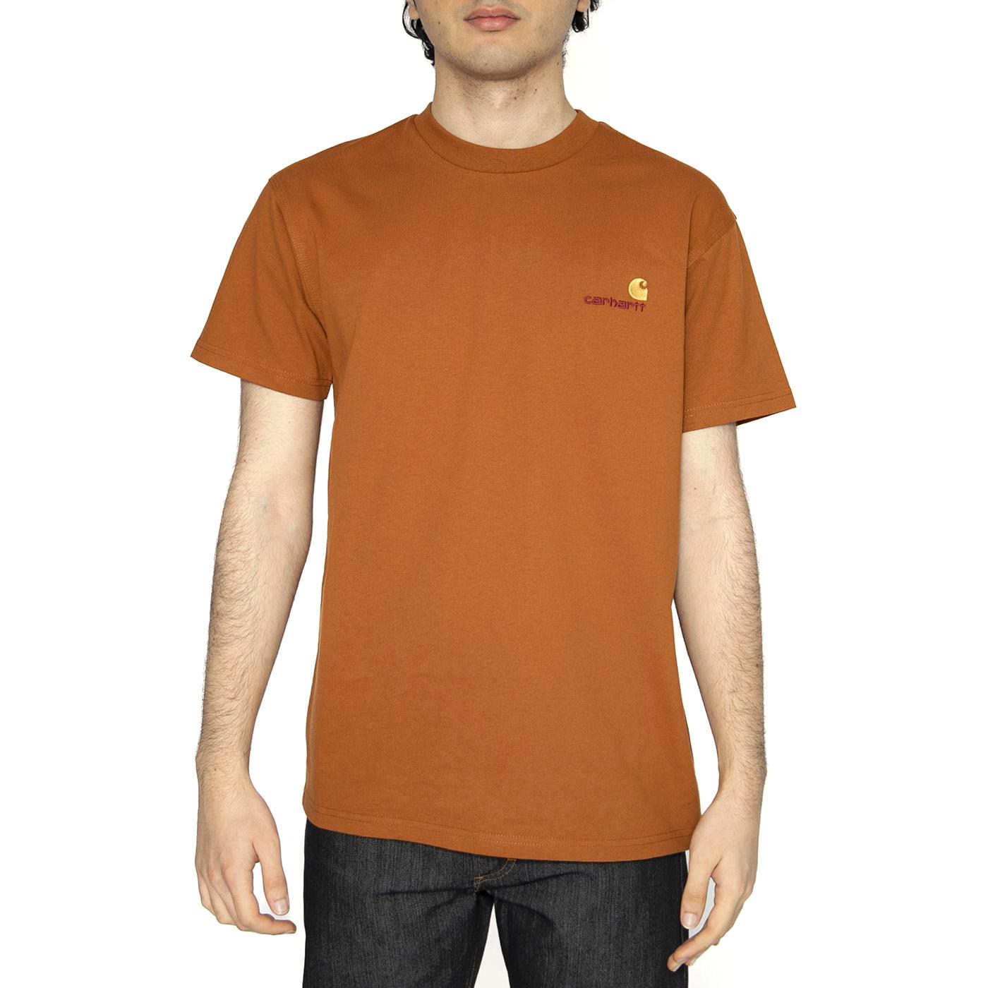 S/S American Script T-Shirt Sienna - Maglietta Girocollo Uomo Arancione I029956.2LWXX  CARHARTT WIP 