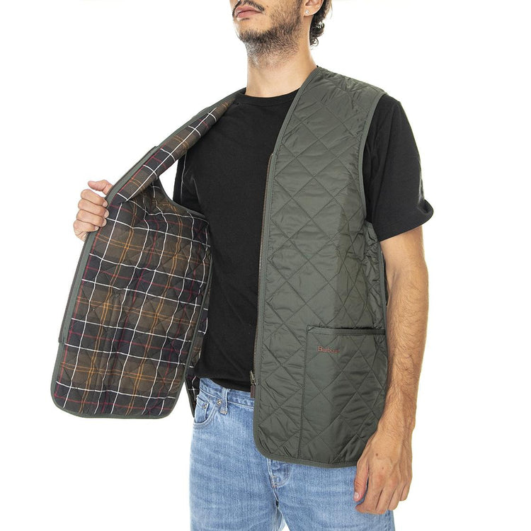Quilted Waistcoat Zip Liner Olive Classic - Giacca Smanicata Uomo Marrone FW22-MLI0001-GN92 . BARBOUR 
