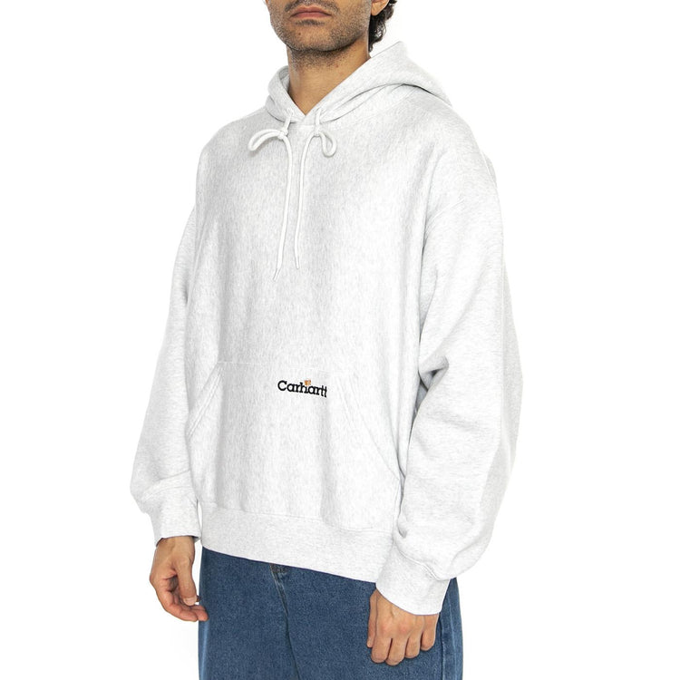 Hooded Label Script Sweat Ash Heather - Felpa con Cappuccio Uomo Grigia I034430.482XX  CARHARTT WIP 