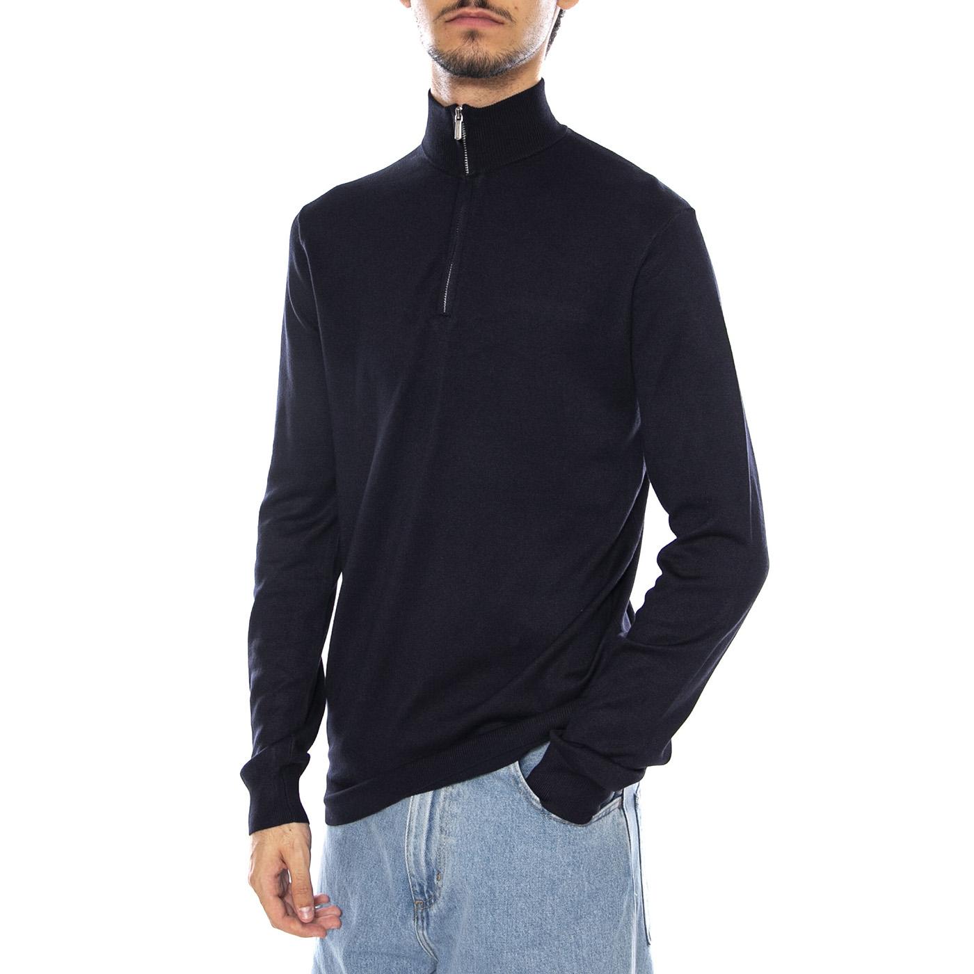 WYLER Life Reg14 Half Zip Knit Noos Dark Navy - Maglione Collo Alto con Zip Uomo Blu Navy 22021264-3766661  ONLY & SONS 