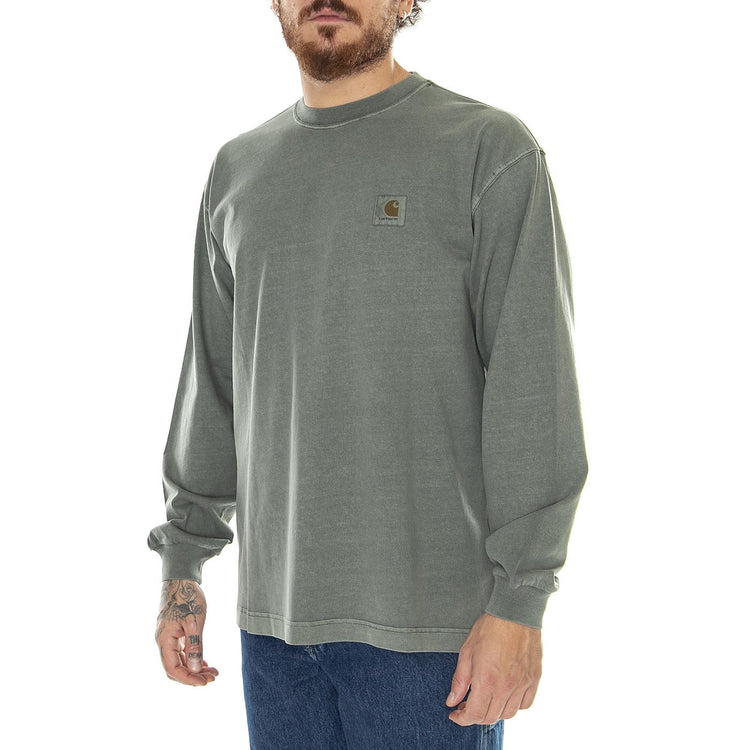 L/S Vista T-Shirt Smoke Green /garment dyed - Maglietta Girocollo Maniche Lunghe Uomo Verde I030779.1NDGD  CARHARTT WIP 