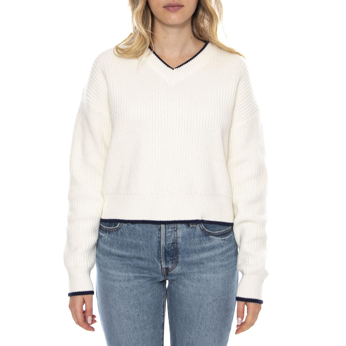 Reese V-Neck Sweater Tofu Cotton Neutral -- Maglione Donna Bianco 0037O-0003 . LEVIS 