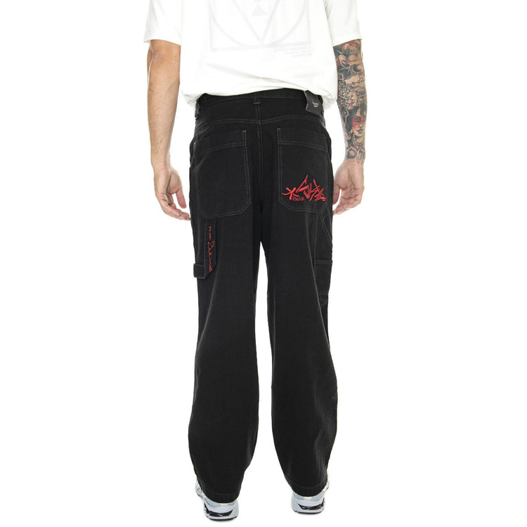 Pantalone Lungo Nero Ricamo Rosso CNVS-00N  BLUESKIN 