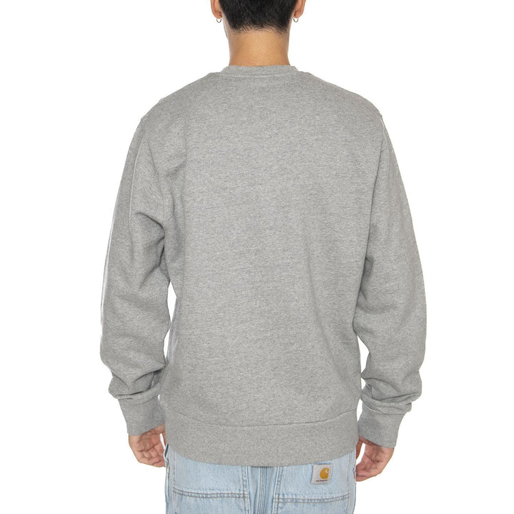 Script Embroidery Sweat Grey Heather / White - Felpa Uomo Grigia I034496.00DXX . CARHARTT WIP 
