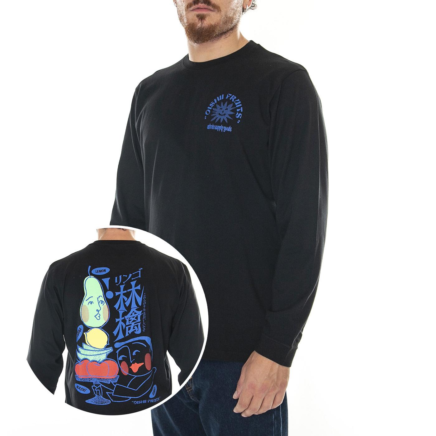 M' Ringo Oishii TS LS Black - Maglietta Girocollo Maniche Lunghe Uomo Nera I032524.89.67.  EDWIN 