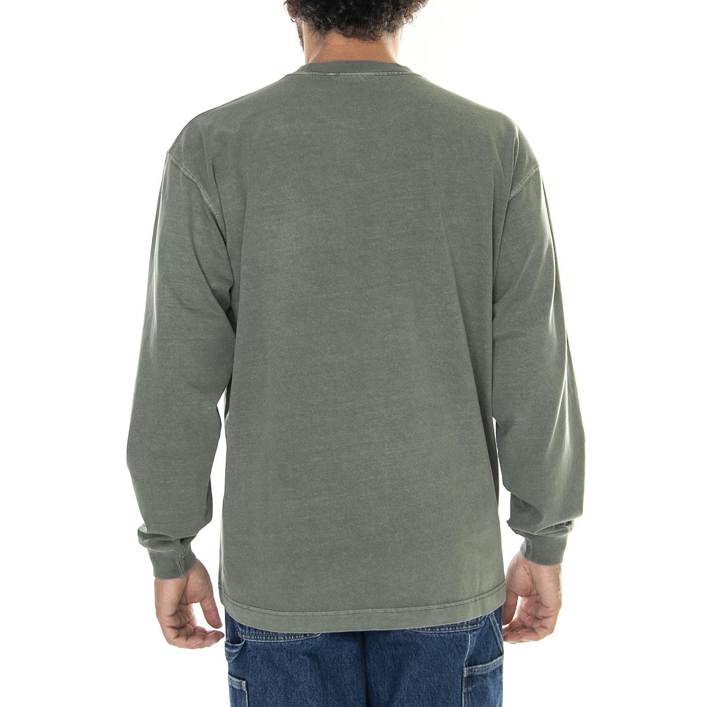 L/S Vista T-Shirt Smoke Green /garment dyed - Maglietta Girocollo Maniche Lunghe Uomo Verde I030779.1NDGD  CARHARTT WIP 