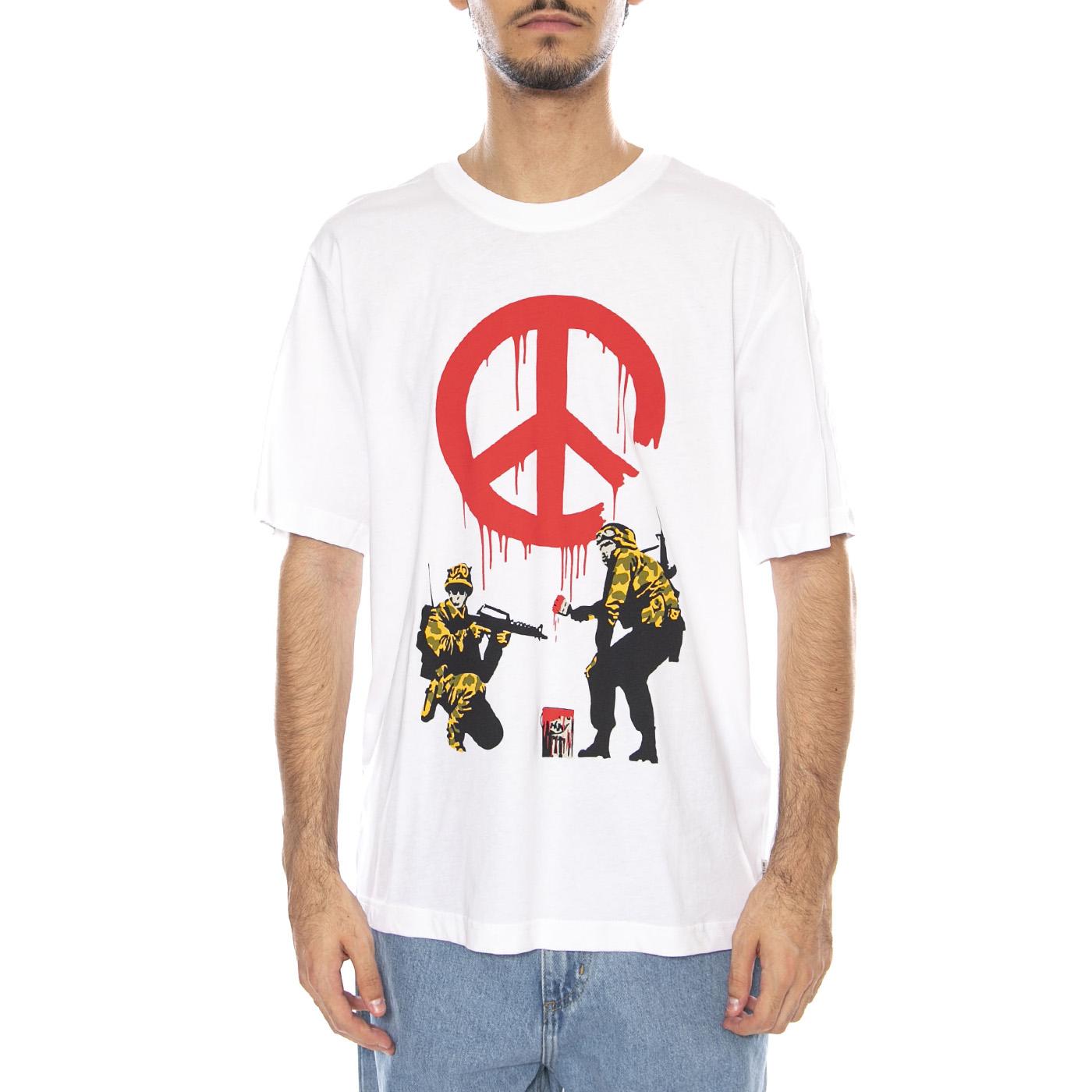 Banksy SS Relax Tee Bright White - Maglietta Girocollo Uomo Bianca con stampa Banksy 22035158-4825923  ONLY & SONS 