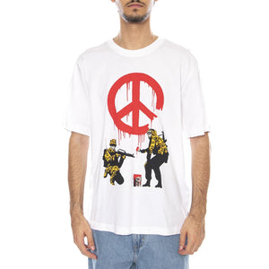 Banksy SS Relax Tee Bright White - Maglietta Girocollo Uomo Bianca con stampa Banksy 22035158-4825923  ONLY & SONS 