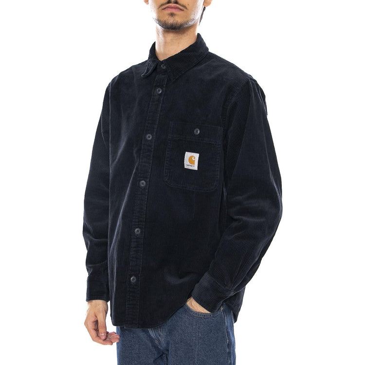 L/S Flint Shirt Deep Night - Camicia Uomo Blu I035837.J0XX  CARHARTT WIP 