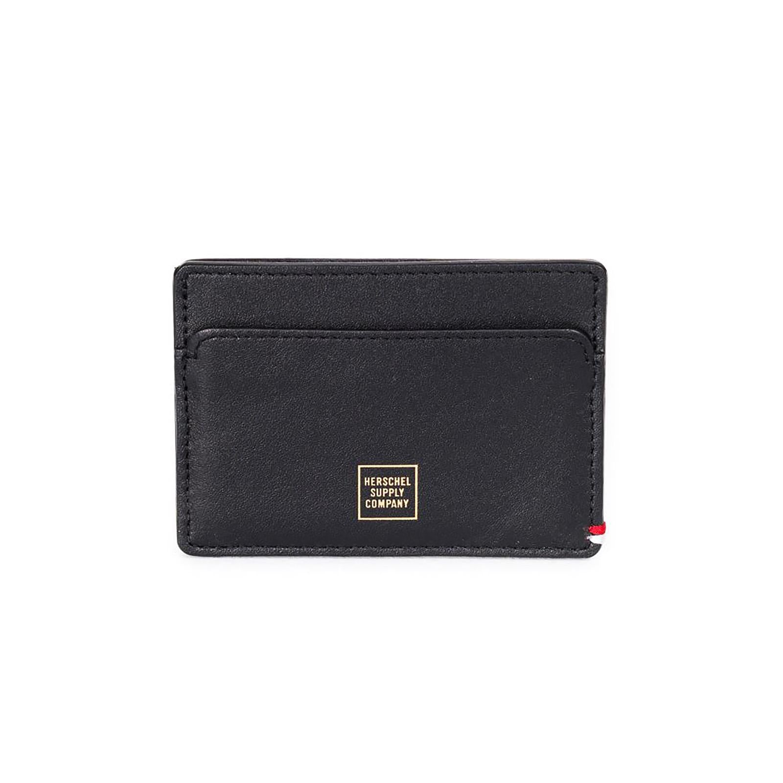 SLIP NAPA RFID NAPA LEATHER WALLET BLACK/GOLD FOIL 10375-1354  HERSCHEL 