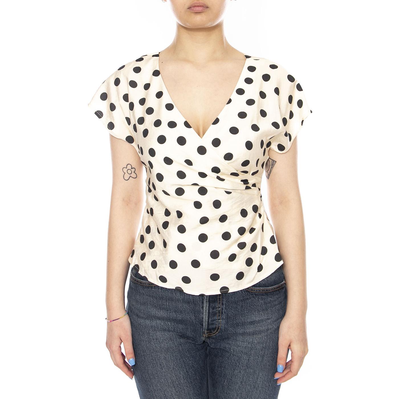 TOP CON ESTAMPADO PUNTO BLANCO Y NEGRO POLKA - Top Donna Pois Bianco 61W/11253 0251 WILD PONY 