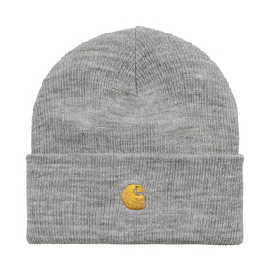 Chase Beanie Grey Heather / Gold - Cappellino a Cuffia Grigio I026222-00MXX  CARHARTT WIP 
