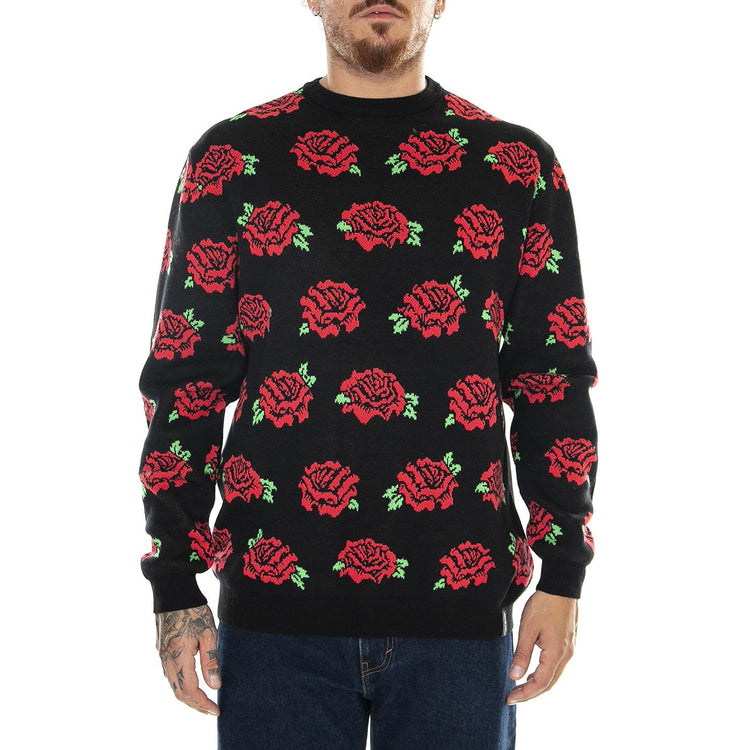 M' Dressen Roses Knit Crew Roses - Maglione Girocollo Uomo Nero / Multi Dressen Roses Knit Crew Roses  SANTA CRUZ 