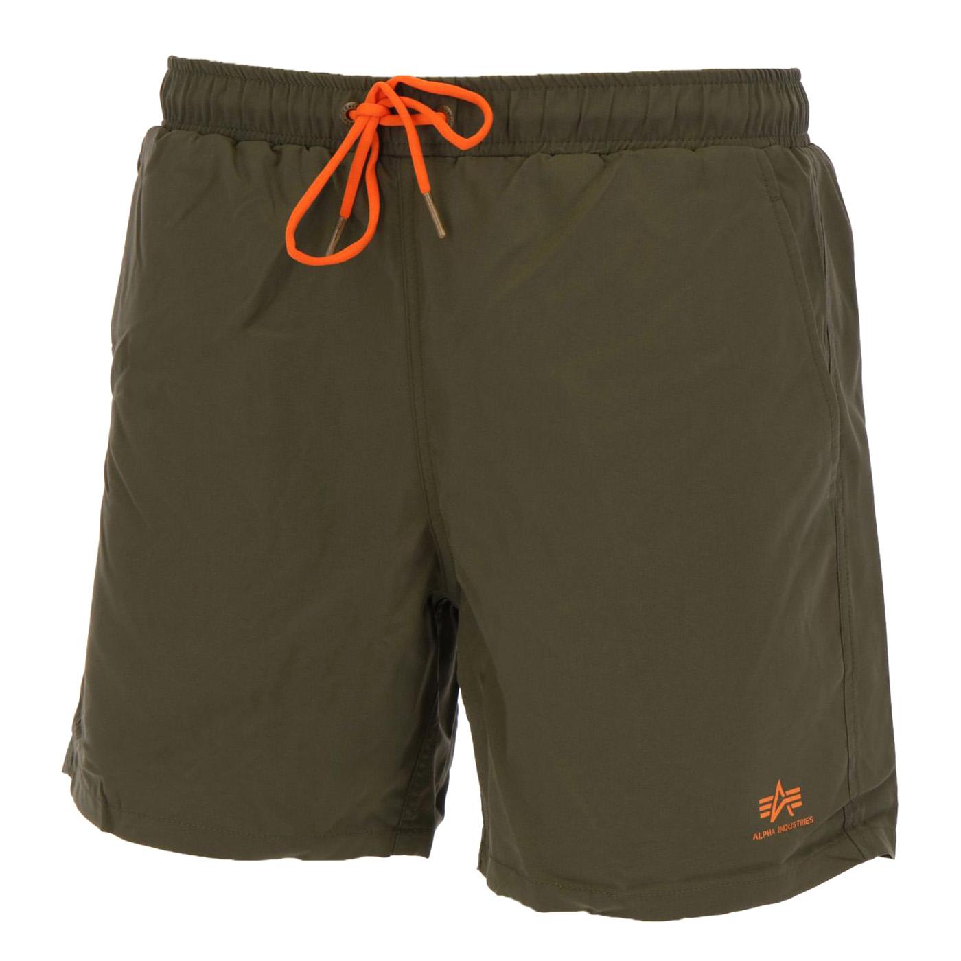 M' Basic Swimshort Dark Olive - Costume da Bagno Uomo Verde 196930-142  ALPHA INDUSTRIES 