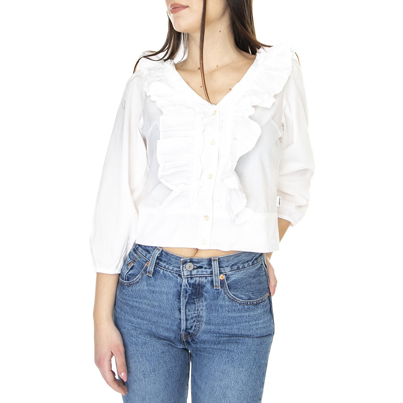 Western Frill Blouse Worn White - Camicia Donna Bianca W5S26SW02  WRANGLER 