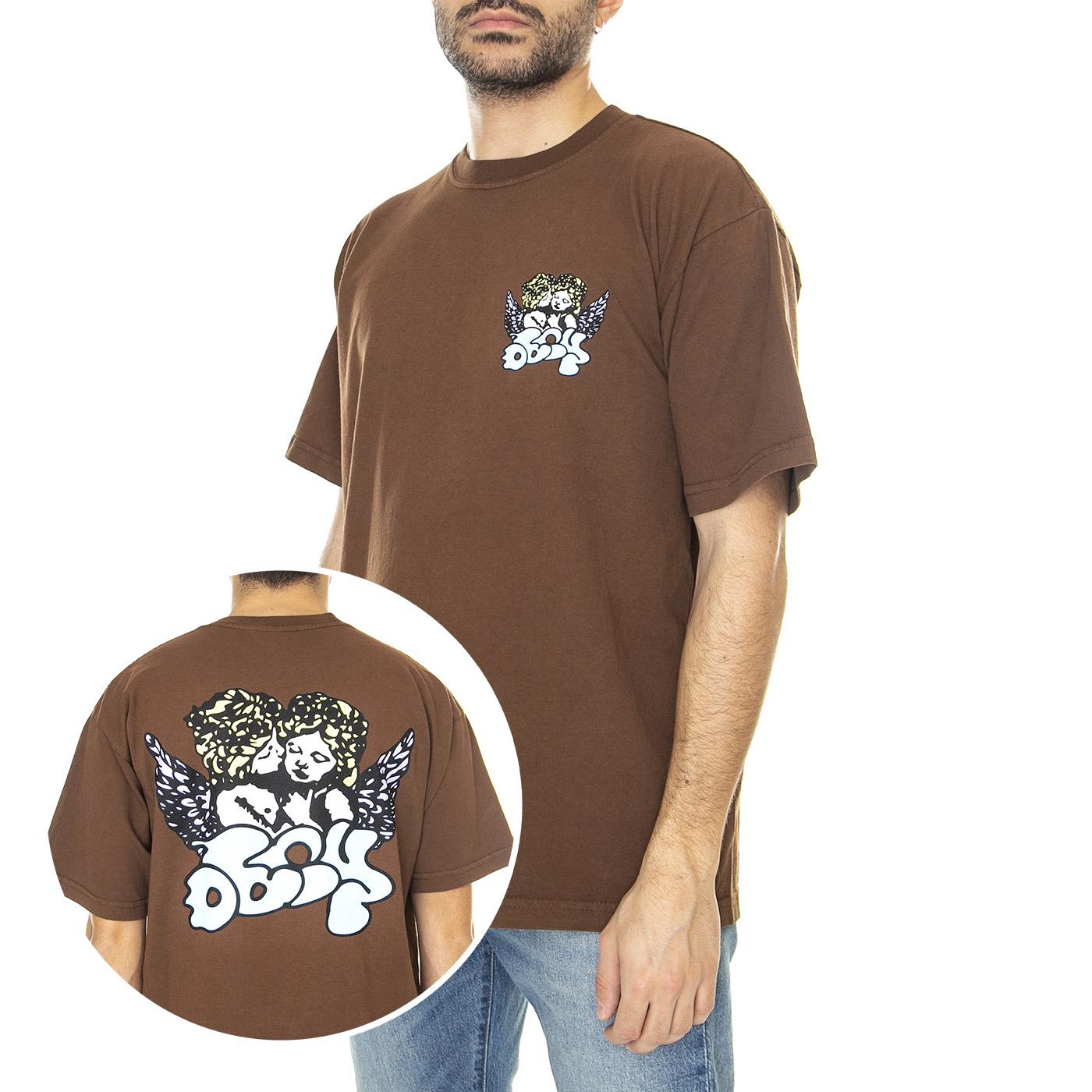 Obey Cherbus Heavy Wheight Tee Slit - Maglietta Girocollo Uomo Marrone 166913365-SLT  OBEY 