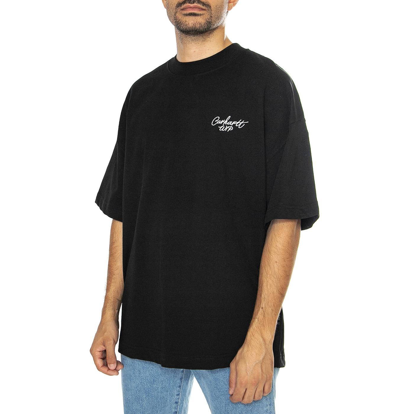 S/S Signature Script T-Shirt Black / Wax - Maglietta Girocollo Uomo Nera I033828.K02XX  CARHARTT WIP 