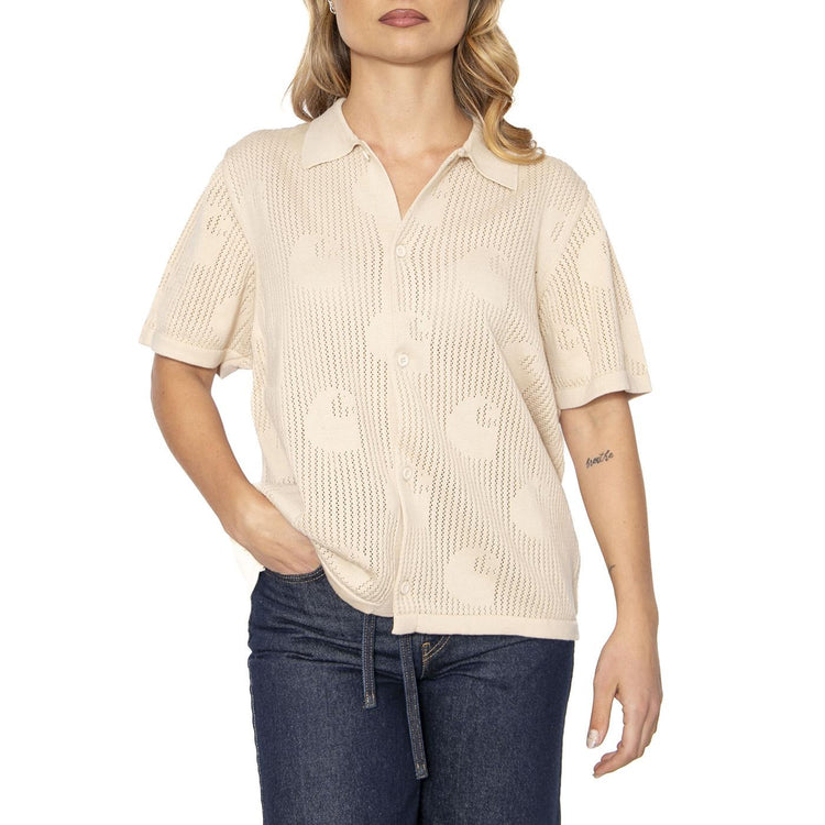 W' S/S Temple Knit Shirt Fleur De Sel - Camicia Maniche Corte Donna Beige I034541.2LPXX  CARHARTT WIP 