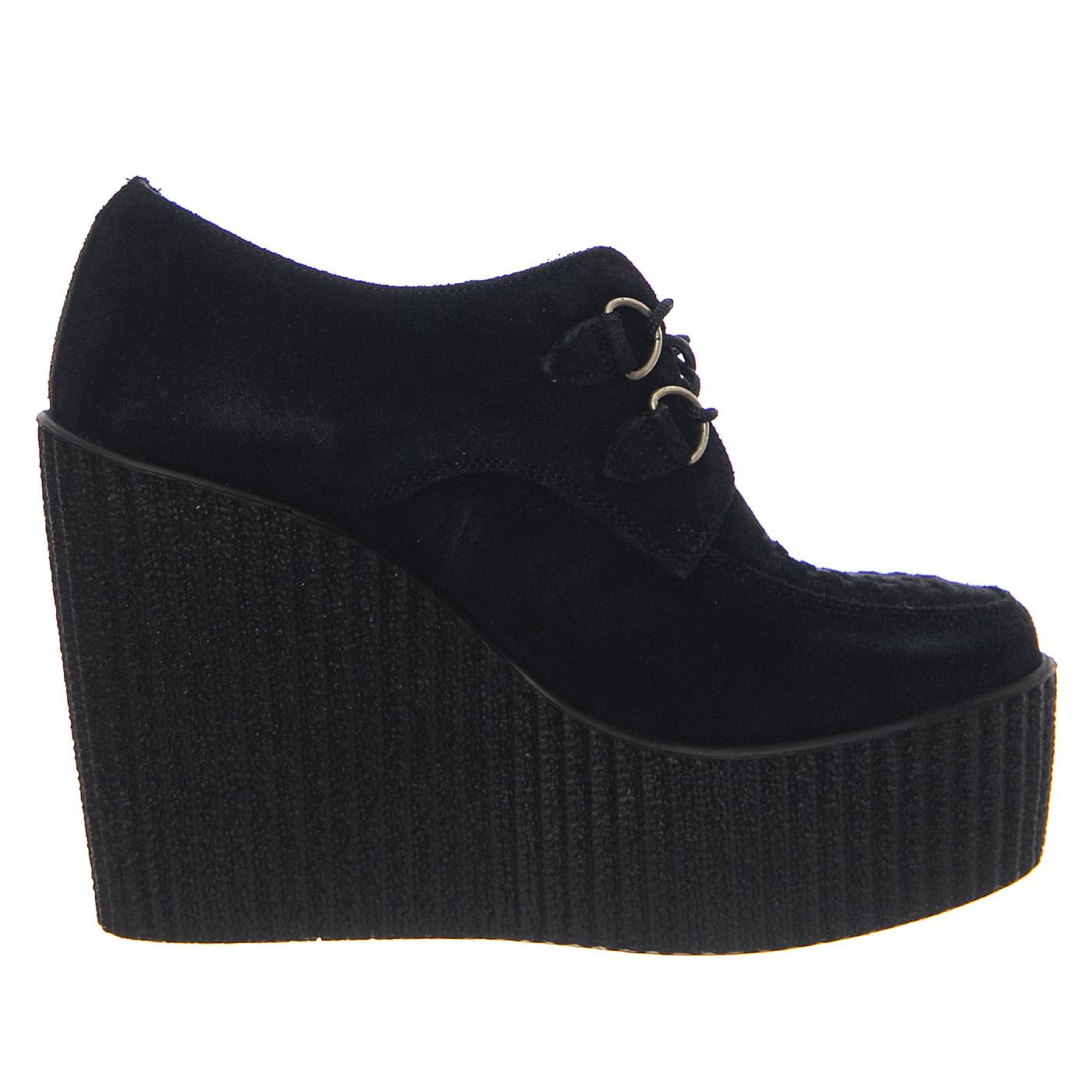 Wedge Wulfurn Black Suede - Scarpe Stringate Profilo Alto Donna Nere 11867  UNDERGROUND 