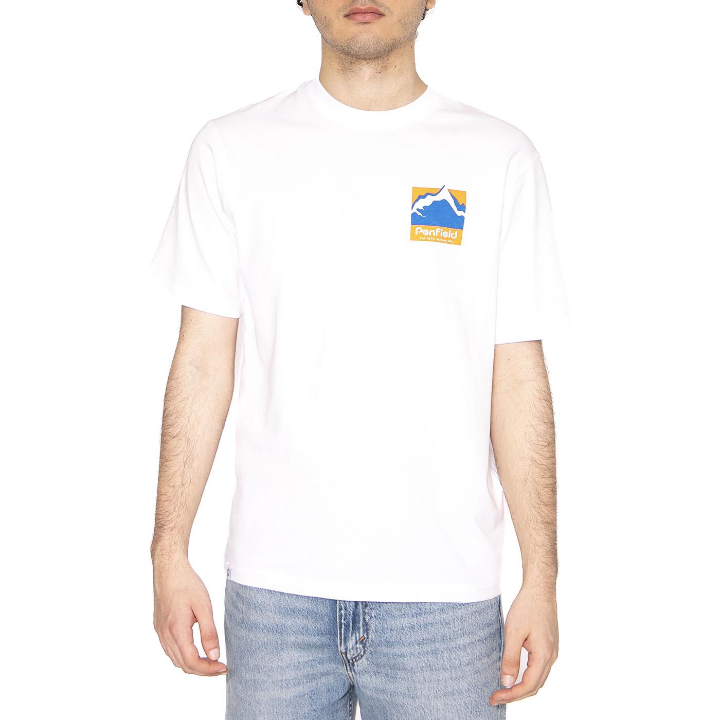 Penfield Mountain Scene Back G Bright White - Maglietta Girocollo Uomo Bianca PFD0223-002  PENFIELD 