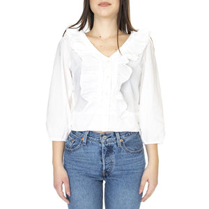Western Frill Blouse Worn White - Camicia Donna Bianca W5S26SW02  WRANGLER 