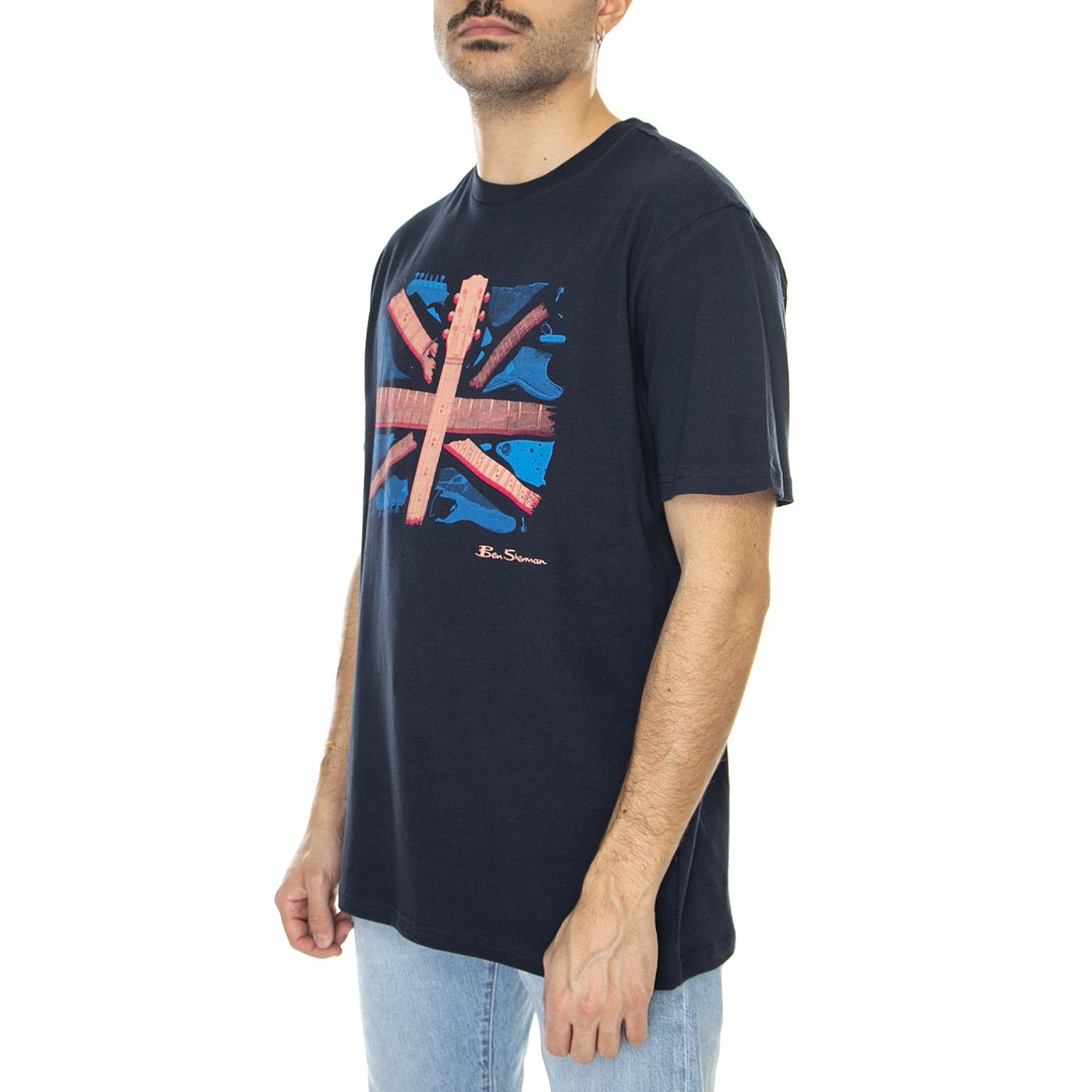 Smashed Guitar Union Jack Tee Dark Navy - Maglietta Girocollo Uomo Blu 61652-025  BEN SHERMAN 