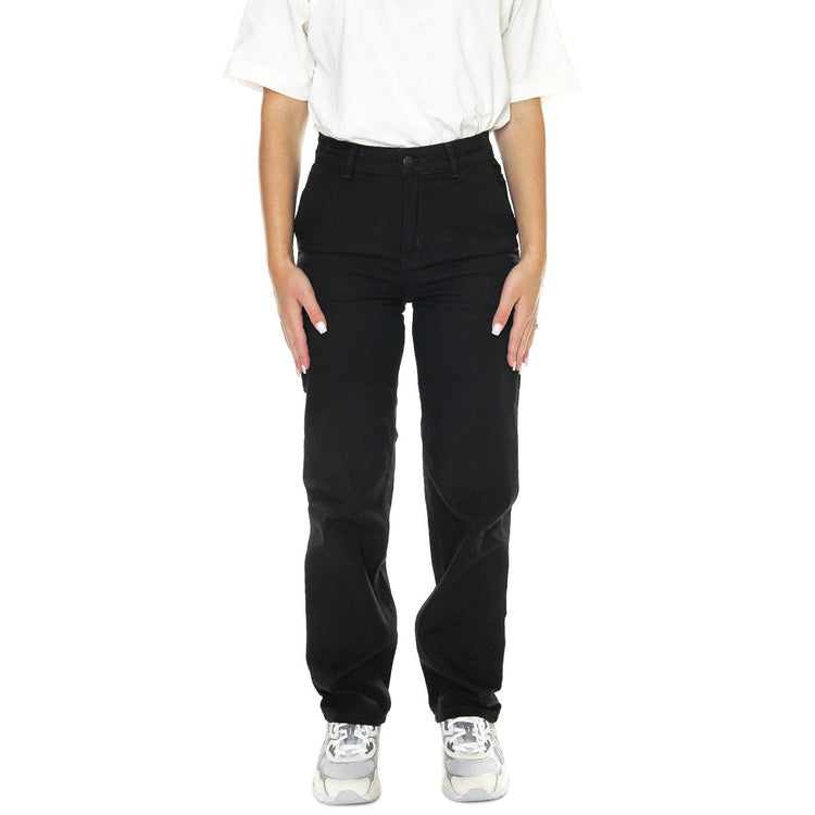 W' Pierce Pant Straight Black / Rinsed - Pantaloni Donna Neri I031554.8902  CARHARTT WIP 