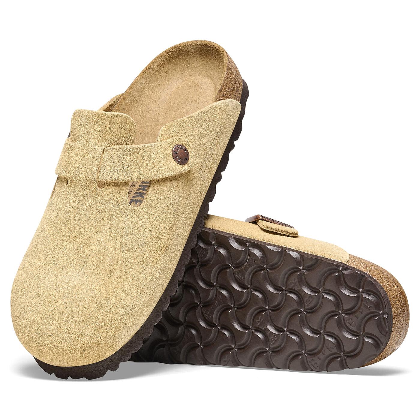 W' Boston Latte Cream, Suede Leather Sandals - Sandali Donna / Uomo Beige 1026164  BIRKENSTOCK 
