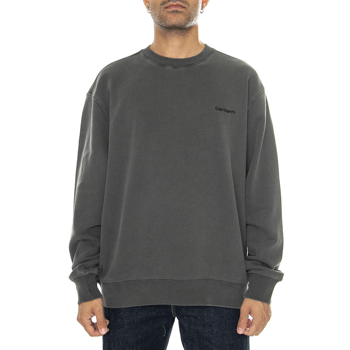Duster Script Sweat Black garment dyed - Felpa Girocollo Uomo Grigia I033065.89GD  CARHARTT WIP 